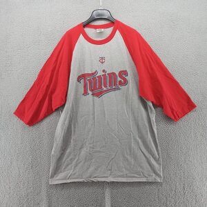 Vtg Minnesota Twins Shirt Mens XXL Gray‎ Red Raglan 3/4 Sleeve Lee Sport MLB